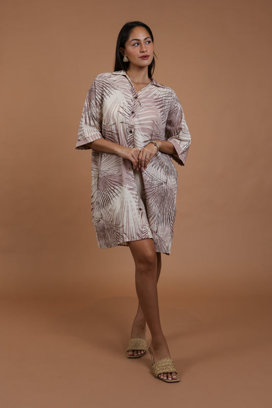 Aloha Button Down Dress | Loulu Palm Grey