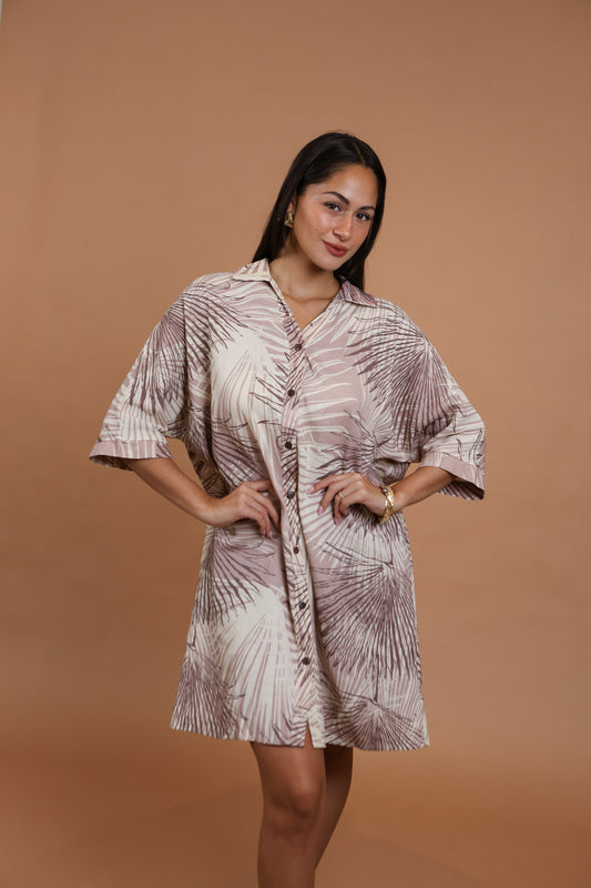 Aloha Button Down Dress | Loulu Palm Grey