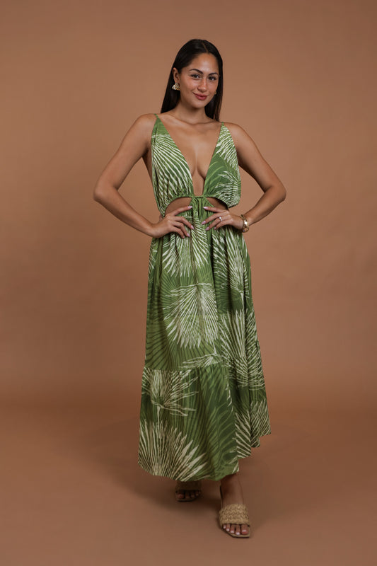 Tori Maxi Dress | Loulu Palm Green