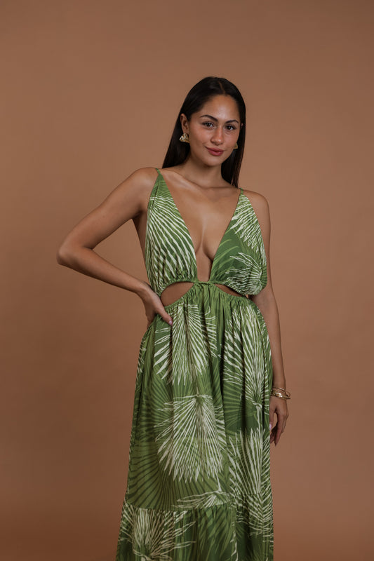 Tori Maxi Dress | Loulu Palm Green