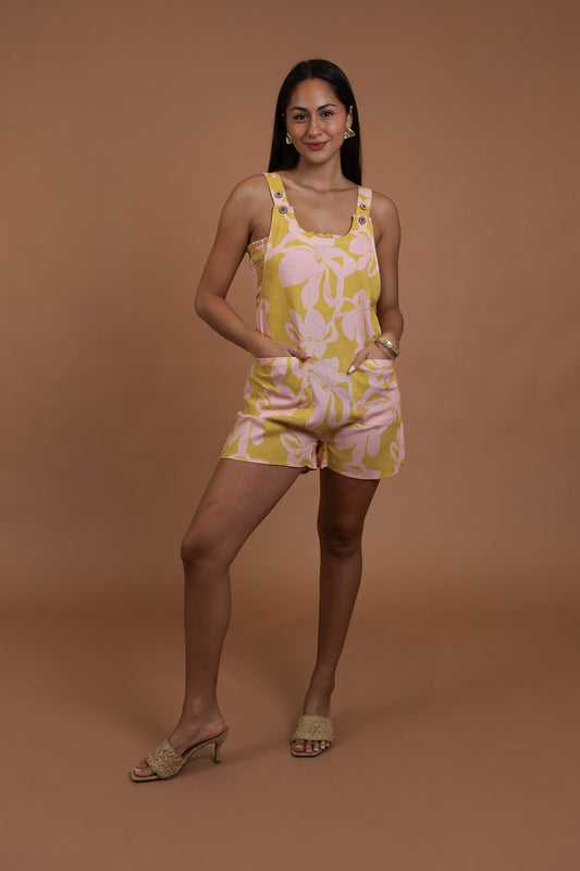 Bridget Short Jumper | Puakenikeni Mustard/Pink