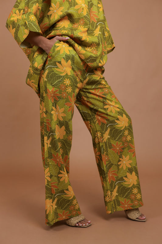 Hele Palazzo Pants Linen | Kula Gardenia Green