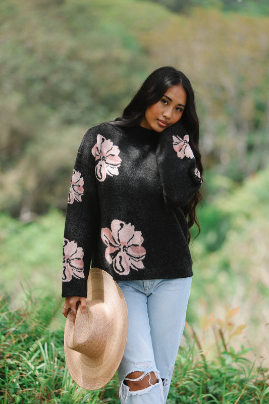 Floral Pua Sweater | Boutique Black