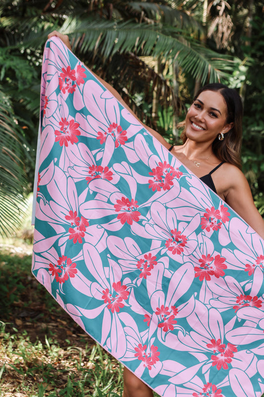 Microfiber Towel | Naupaka Teal/Pink