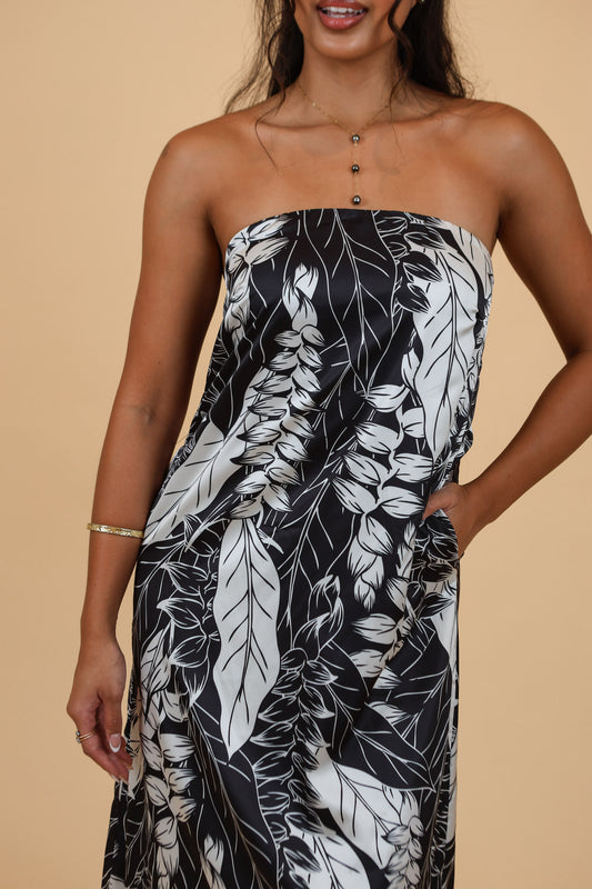 Wahine Slip Dress | Heliconia Breeze Black/White