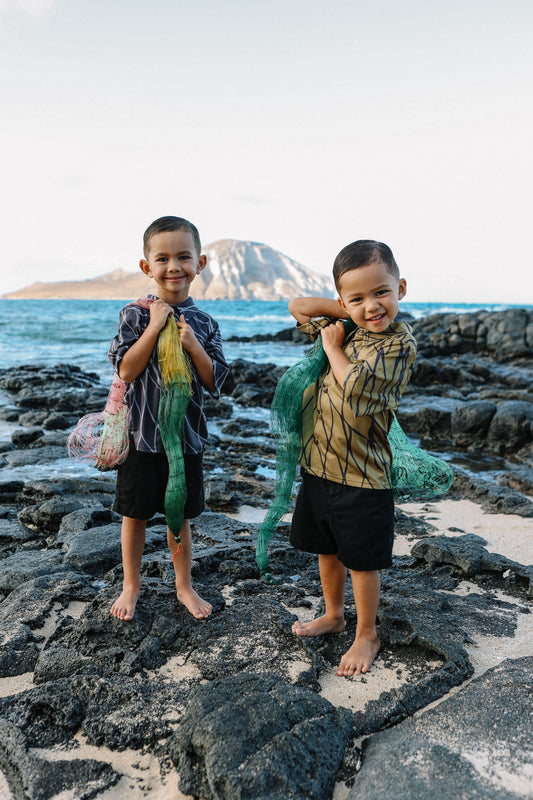 Keiki Boys Aloha Shirt Dri-Fit | Upena Brown