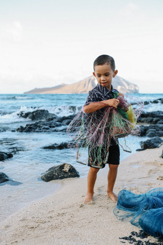 Keiki Boys Aloha Shirt Dri-Fit | Upena Black