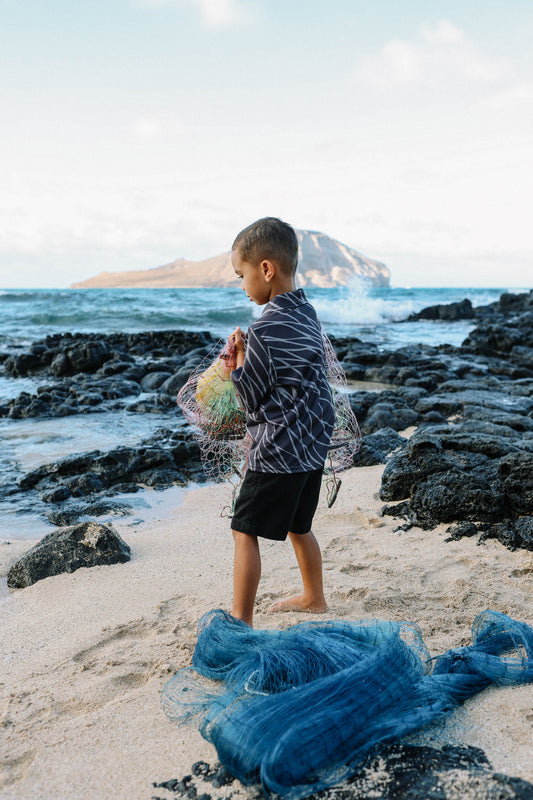 Keiki Boys Aloha Shirt Dri-Fit | Upena Black