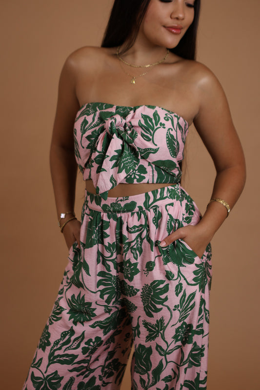 Muʻo Tie Two-Piece Set | Boutique Pink/Green