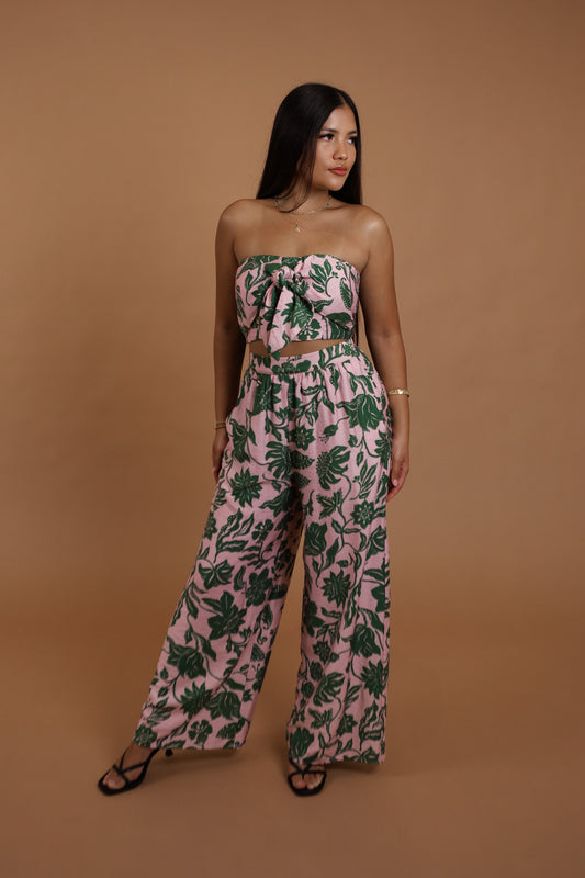 Muʻo Tie Two-Piece Set | Boutique Pink/Green