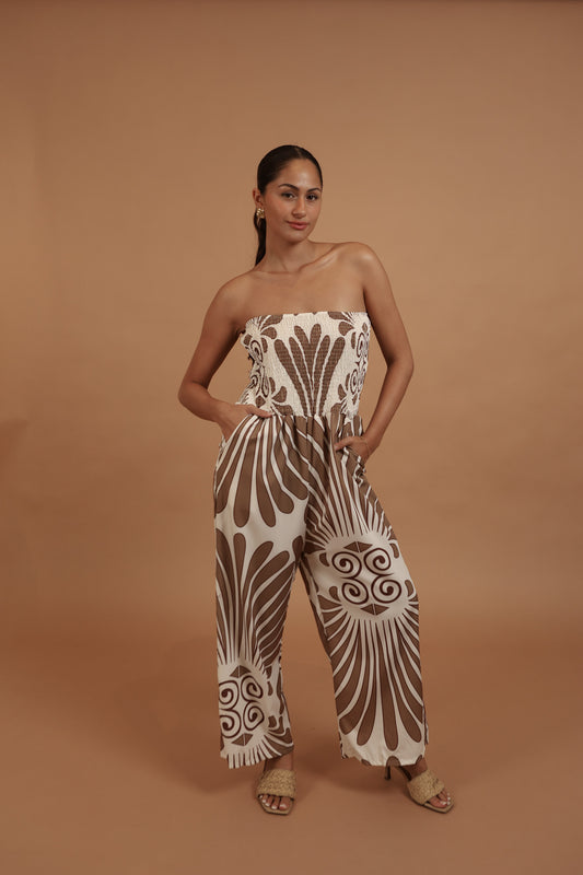 Kahiau Jumpsuit | Boutique Brown/White