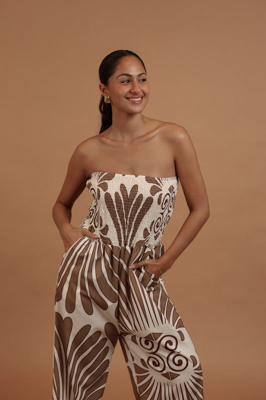 Kahiau Jumpsuit | Boutique Brown/White