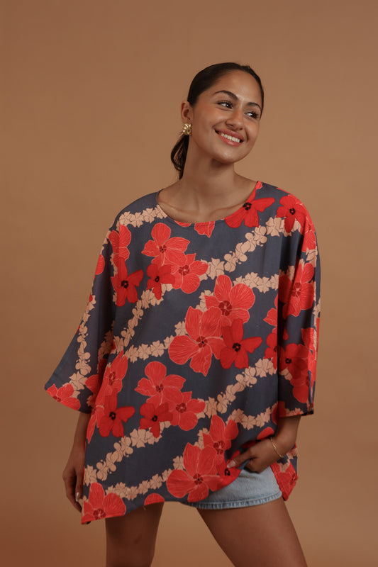 Makuahine Blouse | Pua Kala Lei Navy