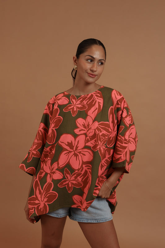 Makuahine Blouse | Pua Melia Berry Pink