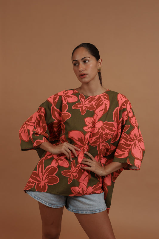 Makuahine Blouse | Pua Melia Berry Pink