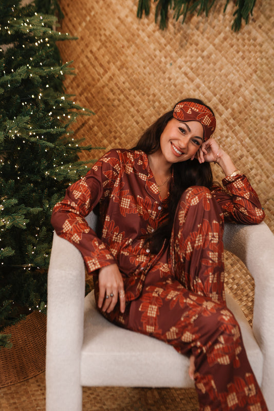 Pajama Set Unisex | Palaka Fern Burgundy