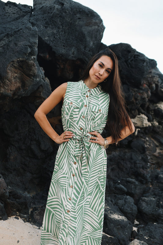 Evergreen Long Dress | Koa Flow Honeydew (KALA MAI)