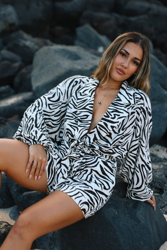 Driven Long Sleeve Romper | Koa Flow Truffle Cream