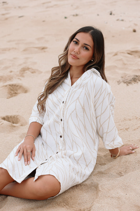 Aloha Button Down Dress | Upena White