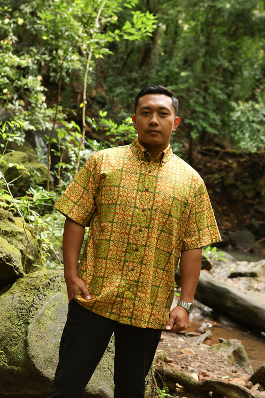 Men's Aloha Shirt | Palaka Quilt Pineapple