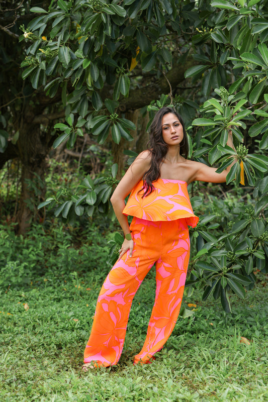 Emerge Strapless Jumpsuit | Resort Electric Neon Sunset