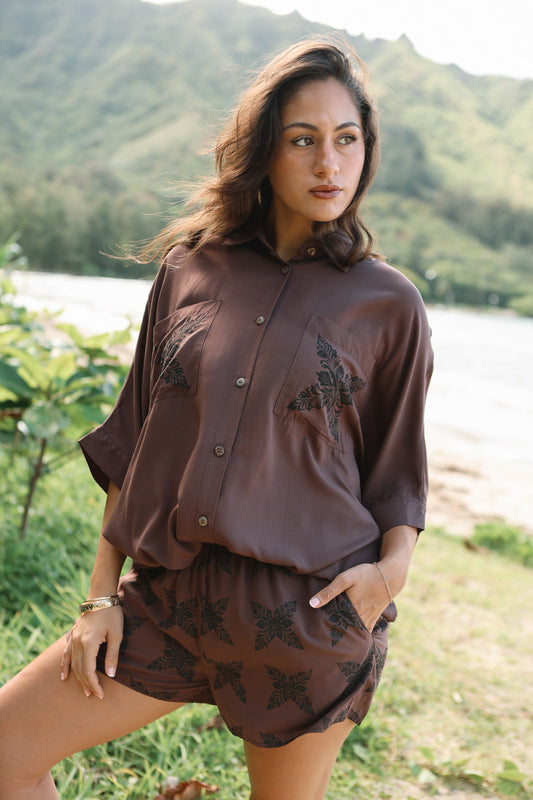 Summer Shorts Set | Heirloom Kukui Nut & Black