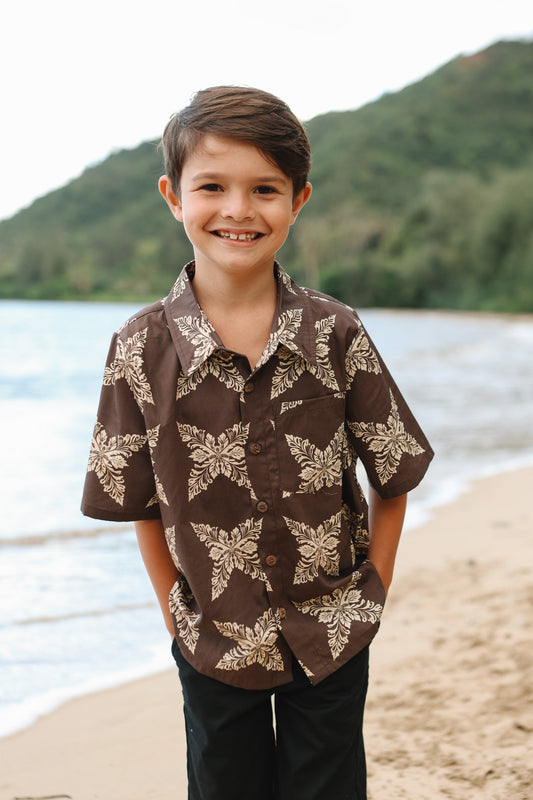Keiki Boys Aloha Shirt | Heirloom Kukui Nut
