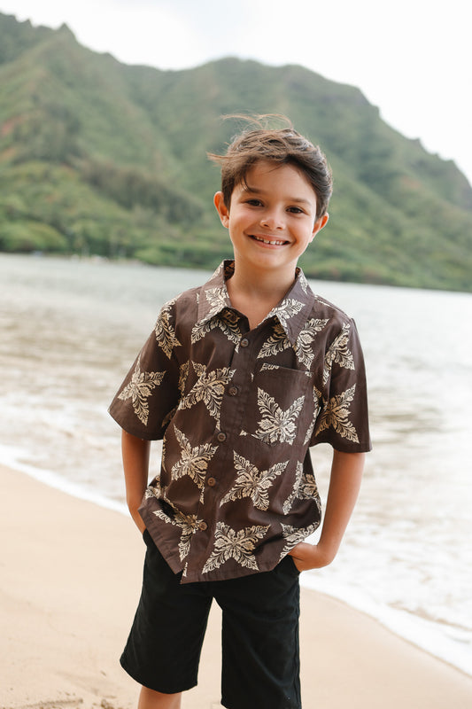 Keiki Boys Aloha Shirt | Heirloom Kukui Nut