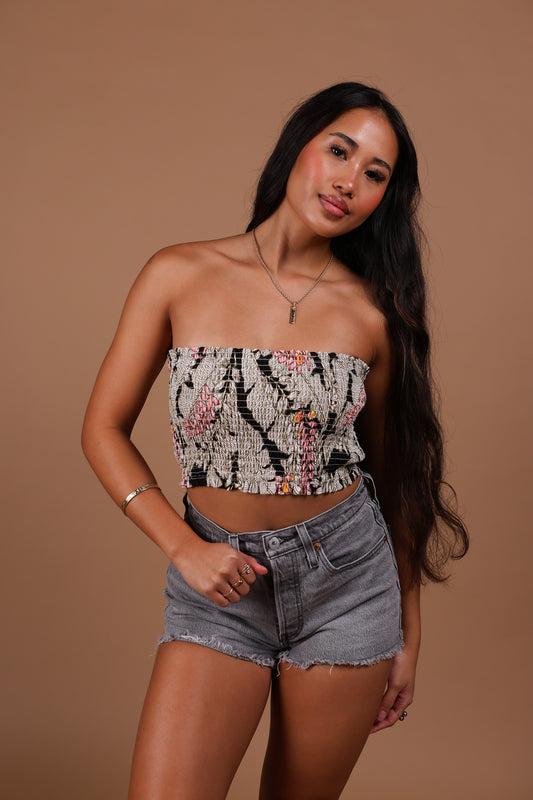 Smocked Bandeau | Shell Banana Black