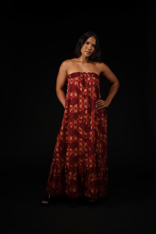 Pomaika'i Dress | Palaka Fern Red