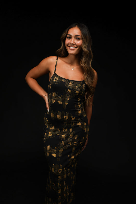 Pu'uwai Knit Dress | Palaka Fern Black