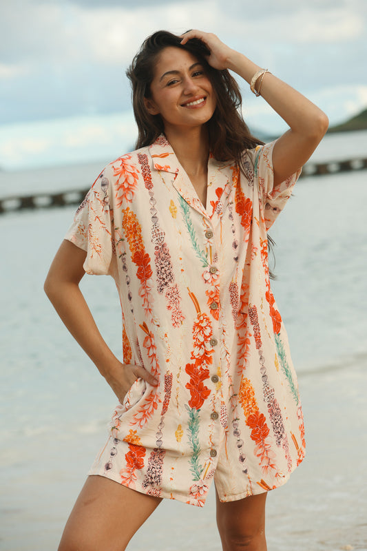 Aloha Button Down Dress | Aloha Heirloom Lei