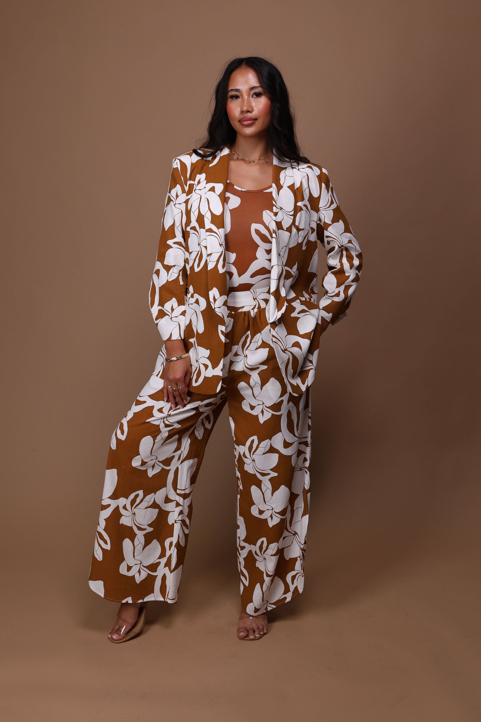 LETICIA ジャケット Blazer Cardigan | Puakenikeni Brown – LexBreezy Hawaii