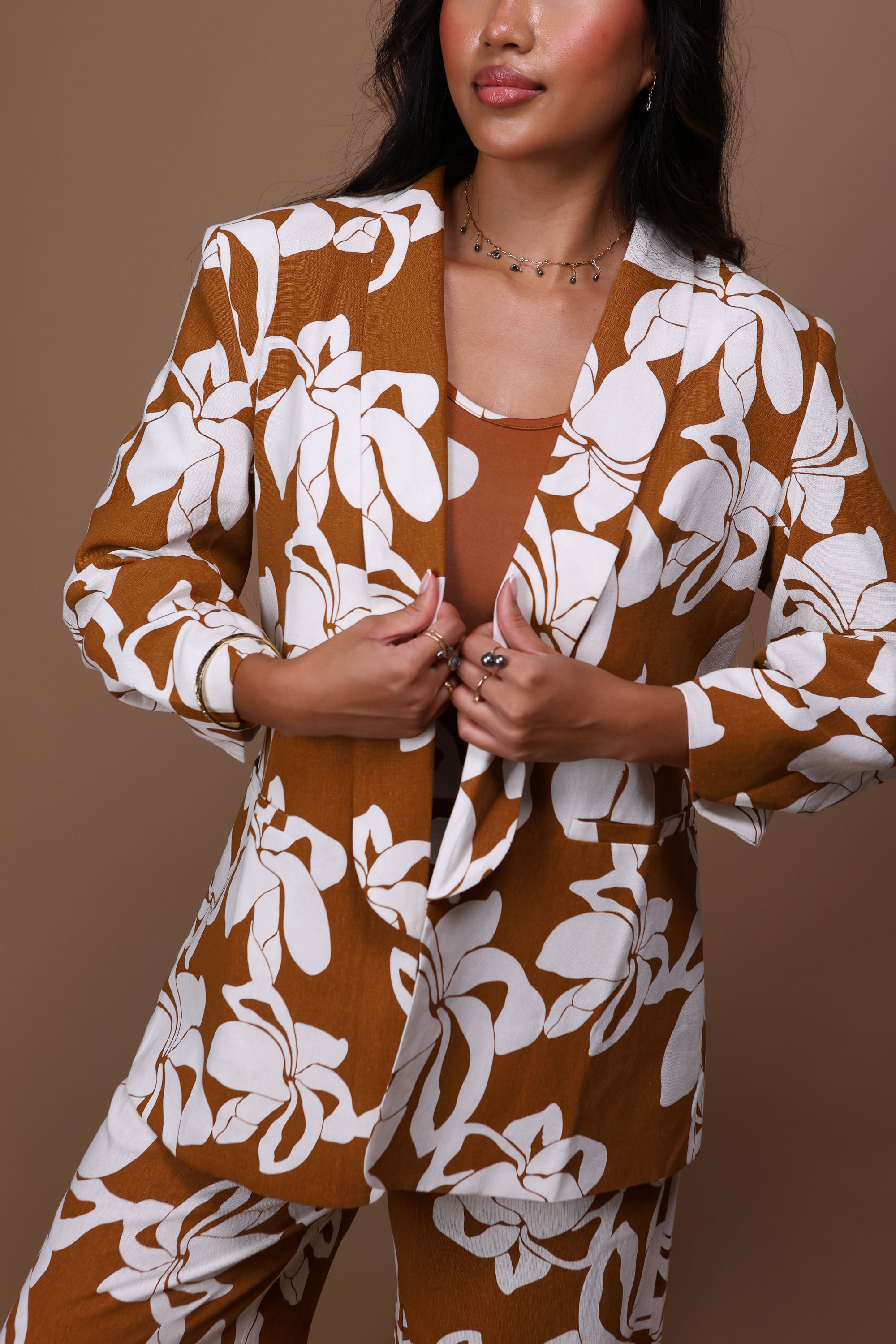 Blazer Cardigan | Puakenikeni Brown – LexBreezy Hawaii