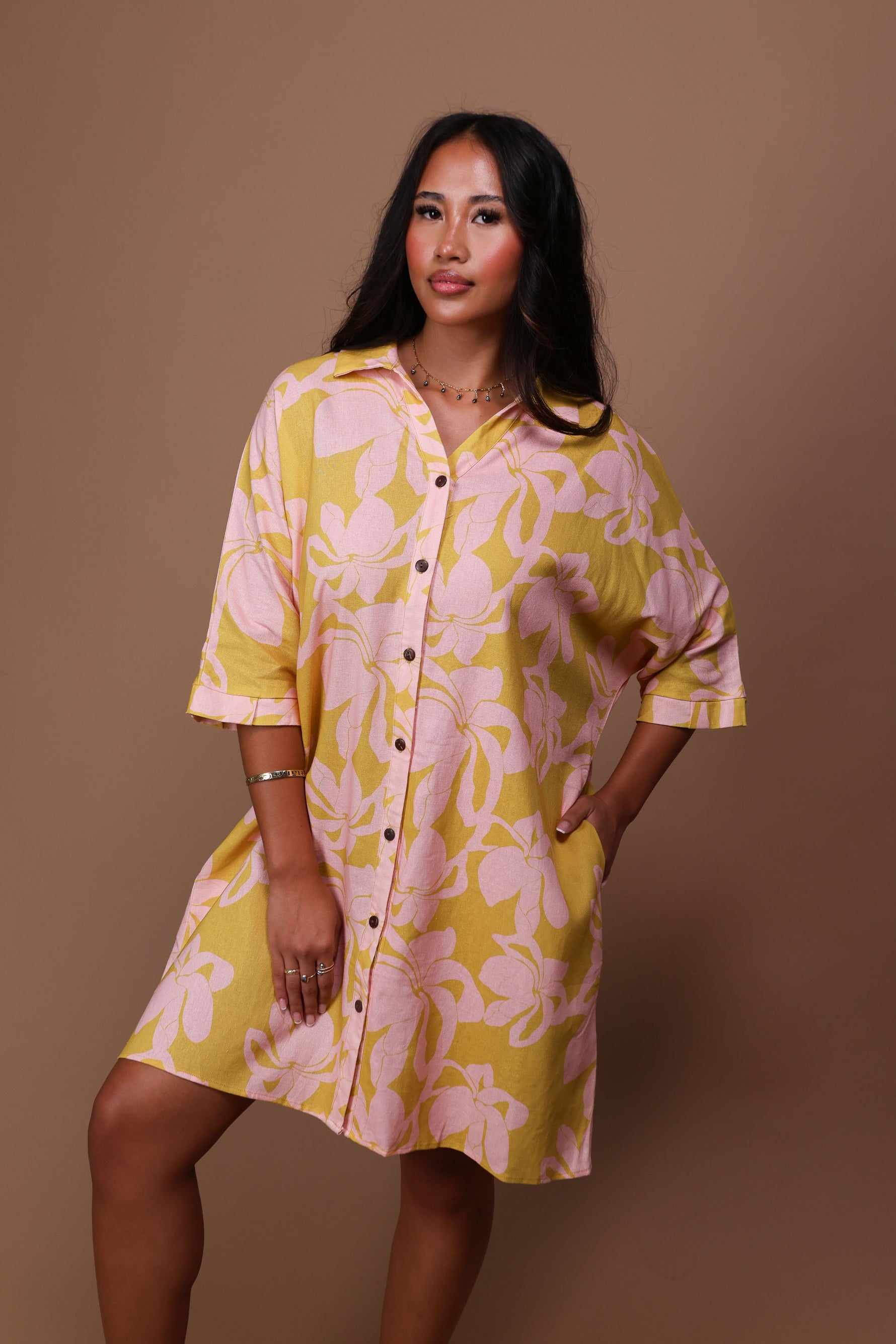HANA BUTTON DRESS - COCONUT HAZE main image 1