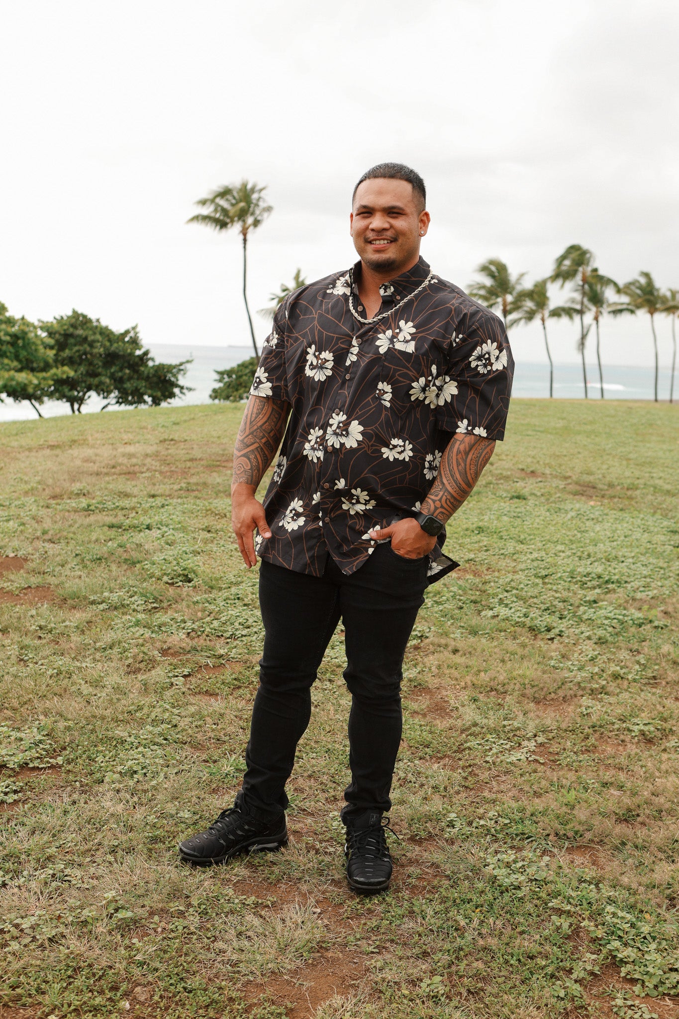 Mens Aloha Shirt | Naupaka Brown – LexBreezy Hawaii