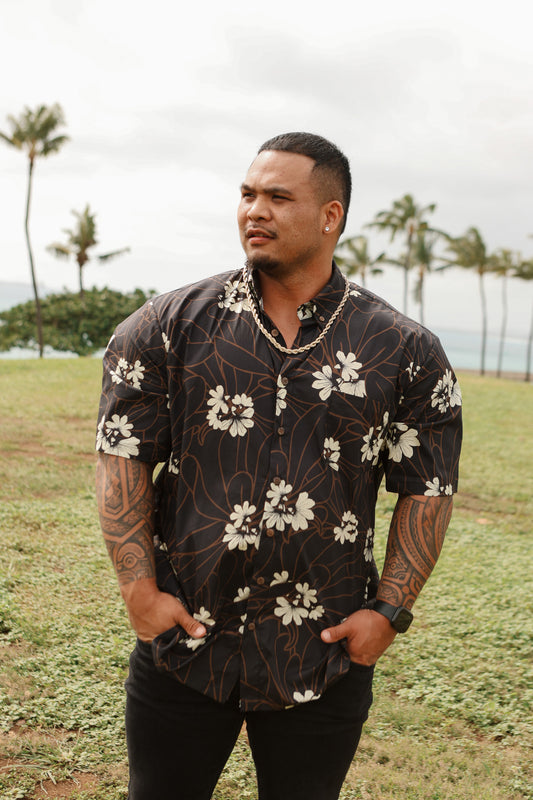 hawaiian dress shirt Red Tropical Flowers Men Hawaiian shirt, Floral Print Vintage Summer Hawaii Aloha Moisture Wicking Beach Plus Size Cool Button Up Shirt