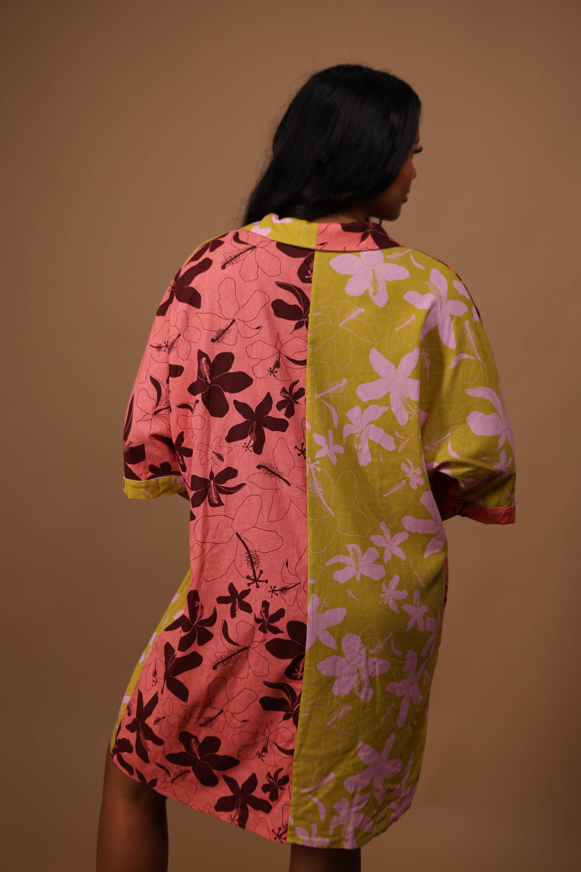 Aloha Button Down Dress | Hibiscus Pink/Olive – LexBreezy Hawaii