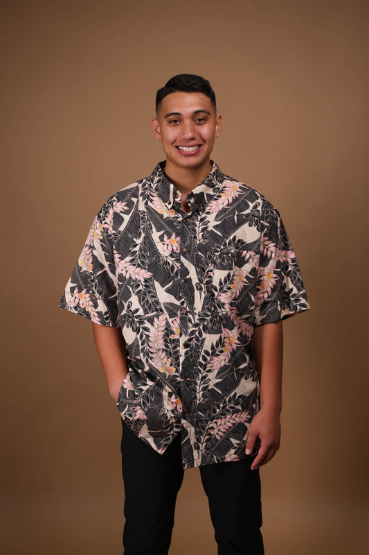 Men's Aloha Shirt Full Button Down Cotton | Shell Banana Apricot