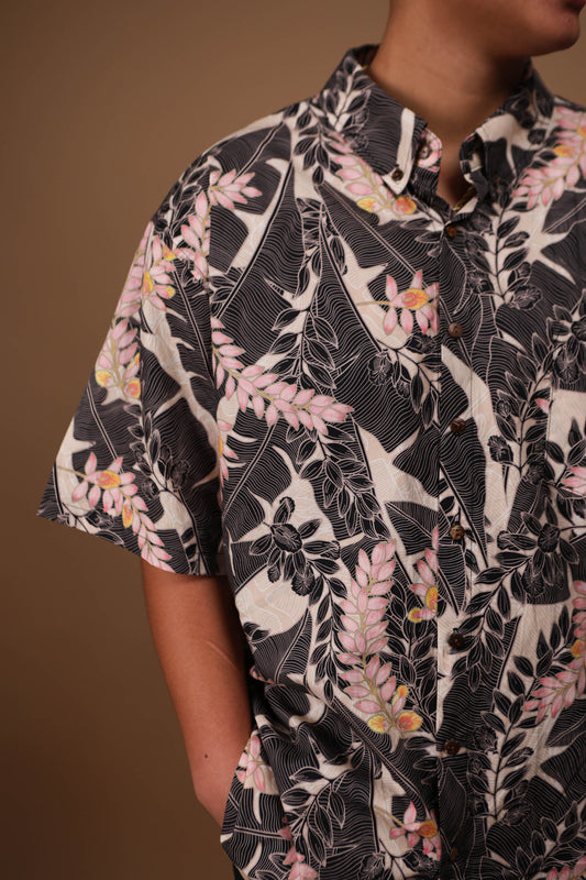 Men's Aloha Shirt Full Button Down Cotton | Shell Banana Apricot