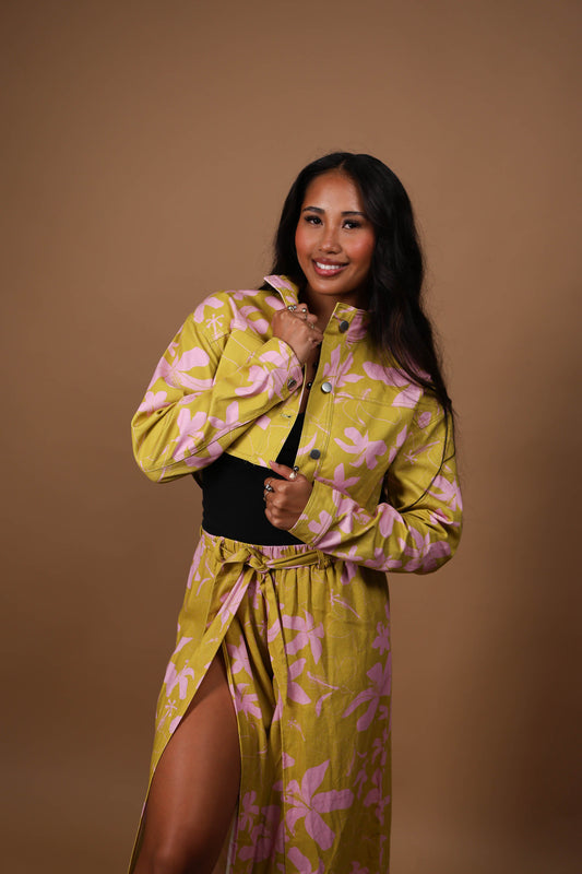 Cropped Denim Jacket | Hibiscus Olive