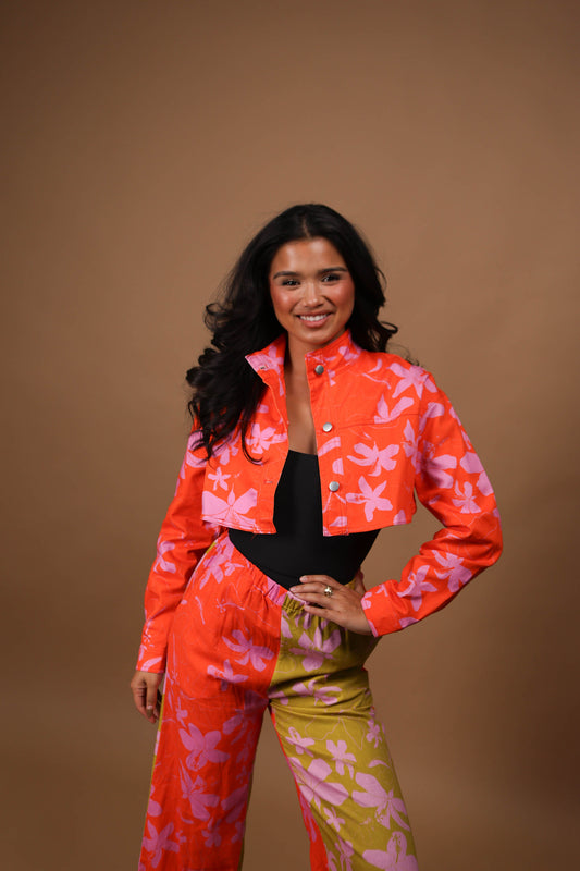 Cropped Denim Jacket | Hibiscus Clay