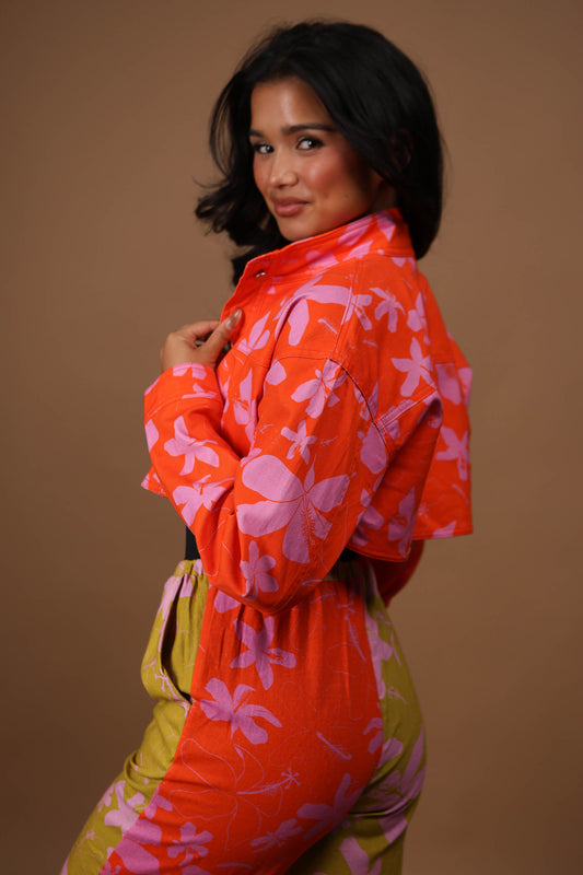 Cropped Denim Jacket | Hibiscus Clay