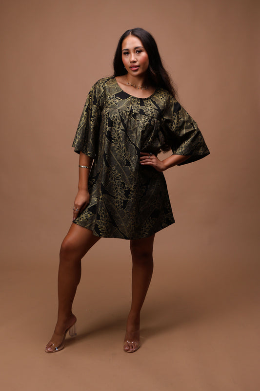 Babydoll Dress | Shell Banana Black/Gold