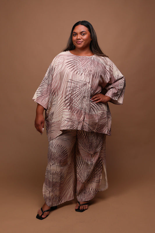 Smocked Palazzo Pant | Loulu Palm Grey