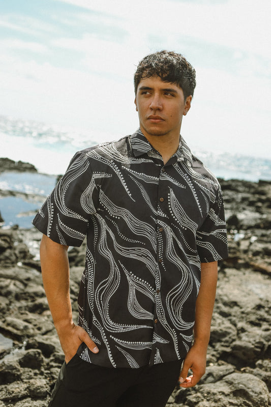 Men's Aloha Shirt Full Button Down | Nalu He'e Brown/Pink