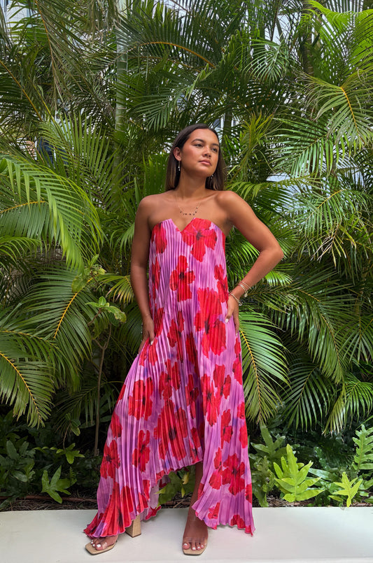 Kalea Strapless Dress | Island Daydream Guava Glow