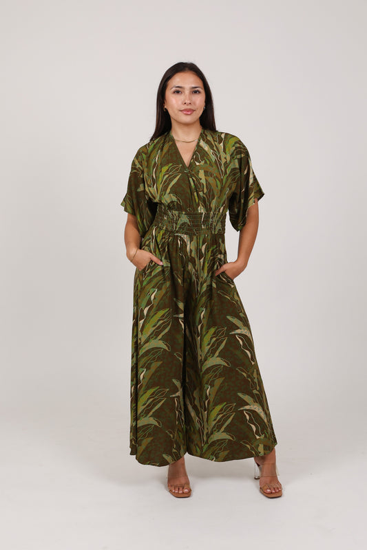 Vacay Long Jumpsuit | Heliconia Tribal Forest