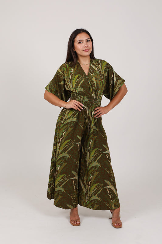 Vacay Long Jumpsuit | Heliconia Tribal Forest
