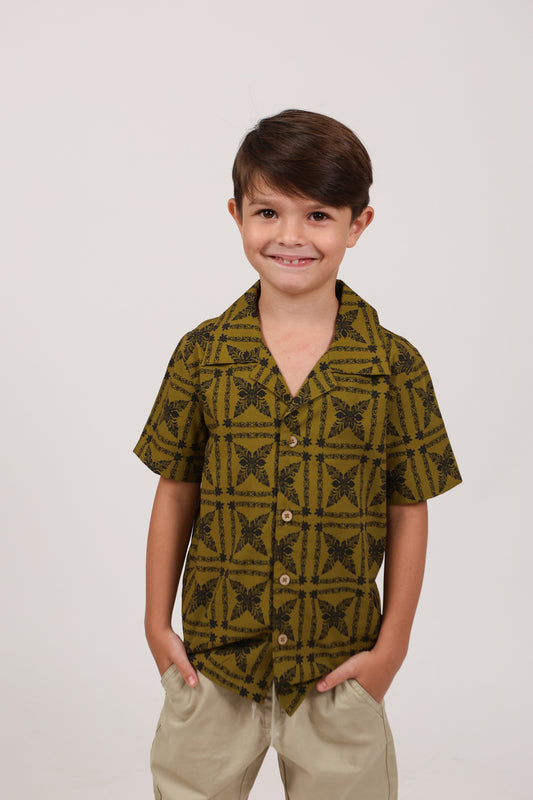 Keiki Boys Aloha Shirt | Heirloom Black & Seaweed